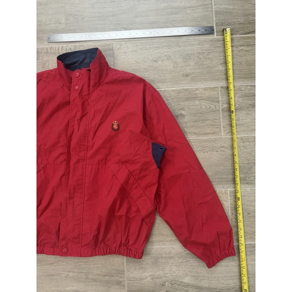 Vintage 90s Chaps Ralph Lauren Red Embroidered Crest‎ Windbreaker Jacket Size L